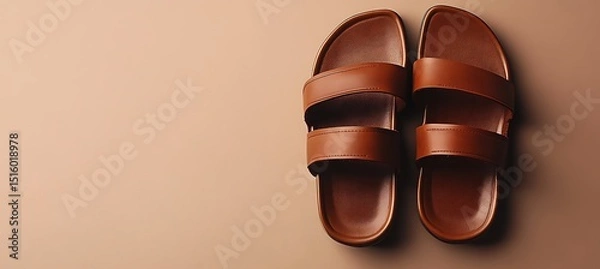 Obraz Classic Leather Sandal with Timeless Design Displayed Neatly on a Simple Backdrop