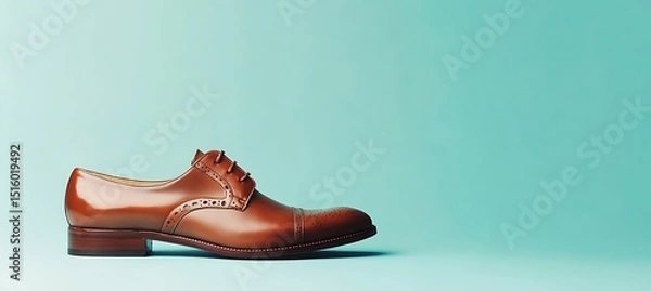Fototapeta Classic Oxford Shoe on Left Side with Clean Solid Background for Text Placement
