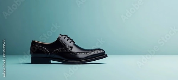 Obraz Classic Oxford Shoe on Left Side with Clean Solid Background for Text Placement