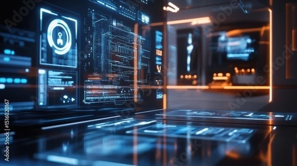 Fototapeta AI-powered Digital Assistant Responding to Voice Commands