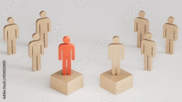 Fototapeta The leaders of the two teams stood out from the crowd, condensed successful team leaders.Leadership with business success concept.3D rendering on whitebackground.