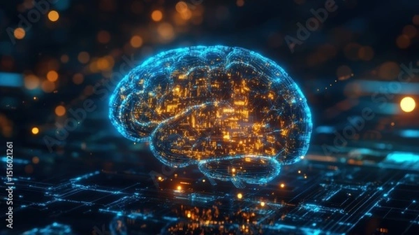 Fototapeta Machine Learning Brain Scan Visualizing Futuristic Technology
