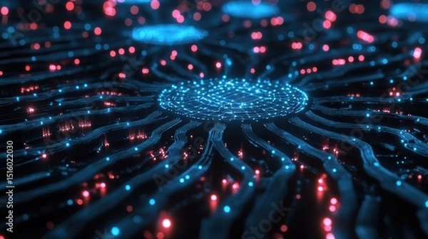 Fototapeta Neural AI Chip Generating Deep Learning Intelligence