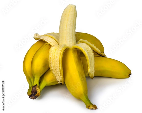 Fototapeta Bunch of ripe yellow bananas resting together in a natural display highlighting their freshness and vibrant colors