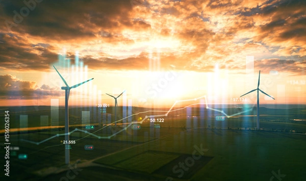 Obraz Green energy in full development.Increase in electricity prices on the world market.	
