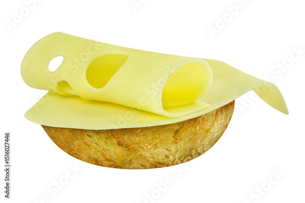 Obraz Brötchen mit Käse und Hintergrund transparent PNG cut out  Bread roll and cheese