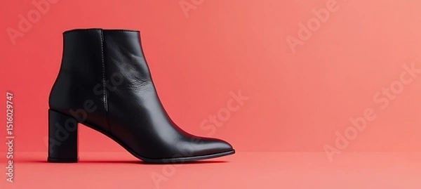 Obraz Elegant Fashion Ankle Boot Displayed on Left with Space for Branding on Flat Background
