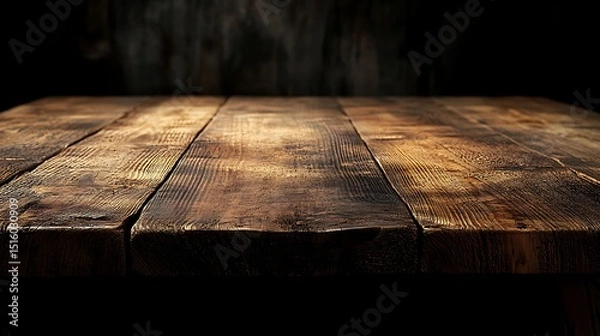 Obraz Rustic Wooden Table with Smoky Background