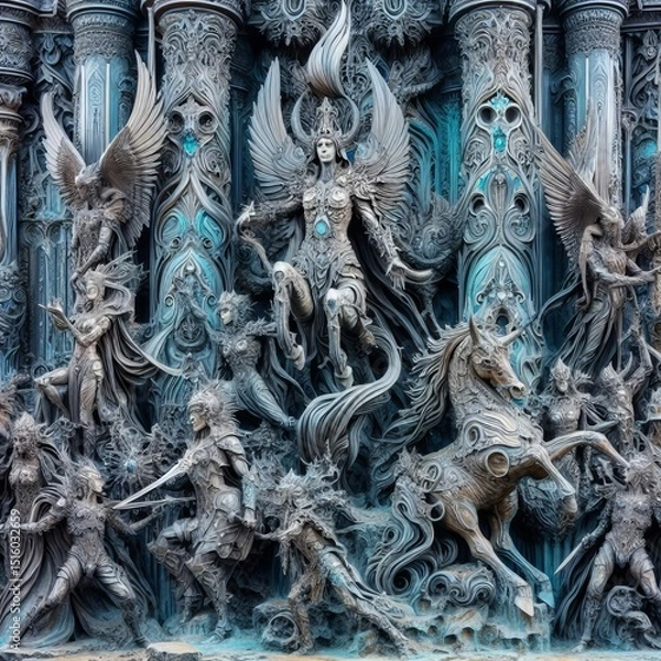 Obraz High Fantasy Elaborate armor mythical creatures