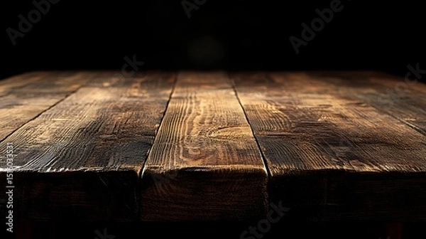 Obraz Rustic Wooden Table with Smoky Background