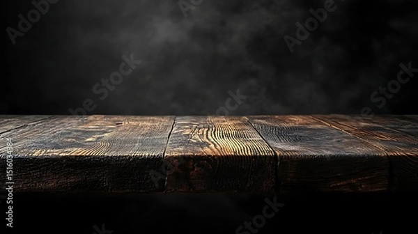 Obraz Rustic Wooden Table with Smoky Background
