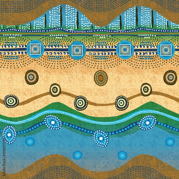 Fototapeta seamless pattern with blue waves