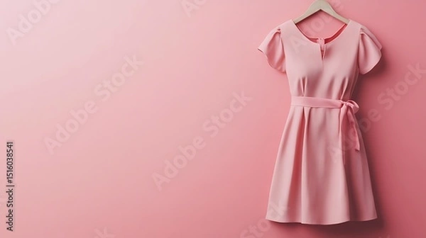 Obraz Chic Midi Dress on Solid Background for Fashion Branding and Stylish Product Promotion