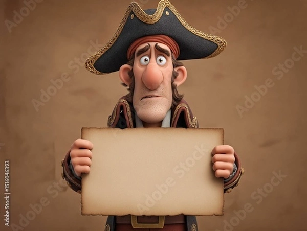 Obraz 3D Pirate with Blank Parchment