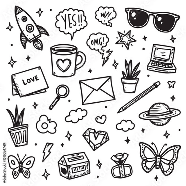 Obraz Doodle illustration drawing school dream stuff vector