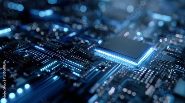 Fototapeta Abstract Technology Circuit Board in Blue