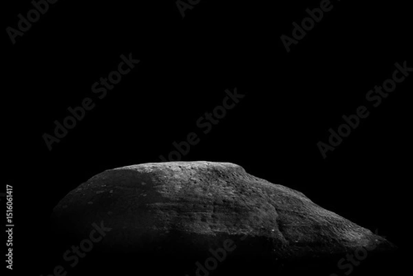 Obraz Stone podium on dark black background..