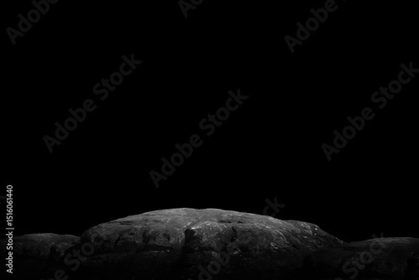 Obraz Stone podium on dark black background..