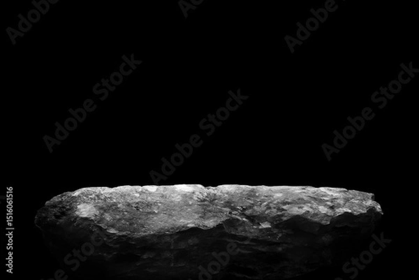 Obraz Stone podium on dark black background..