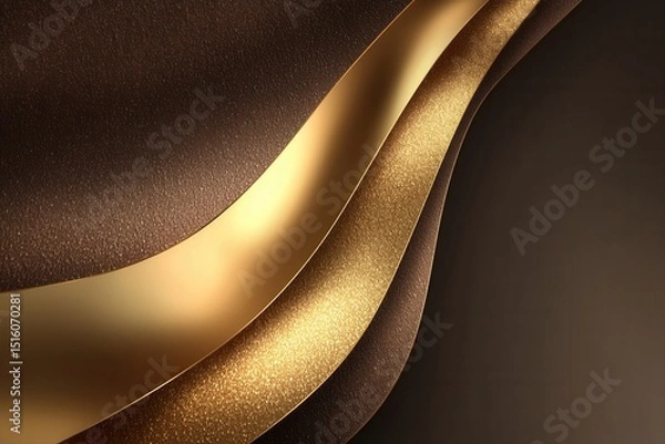 Fototapeta Elegant abstract background with flowing golden and brown waves