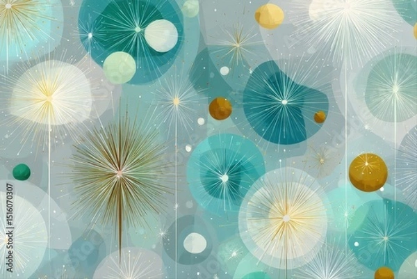 Fototapeta Colorful abstract pattern with vibrant circles and starbursts