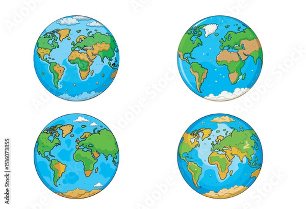 Fototapeta Colorful Easter eggs are arranged as a globe, illustrating the diverse continents of Earth
