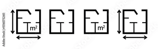 Fototapeta Floor Plan Vector with Area Measurement. Blueprint Layout Symbol, Real Estate and Space Planning