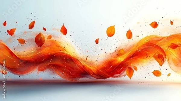 Fototapeta Abstract Autumn Swirl with Colorful Leaves and Warm Hues