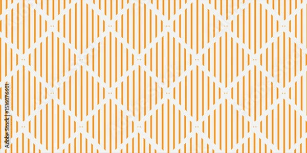 Fototapeta Orange white diagonal seamless pattern. Retro plaid fabric pattern. Vintage fashion design seamless vector.