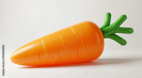 Fototapeta 3d inflatable carrot toy on white background, generative ai