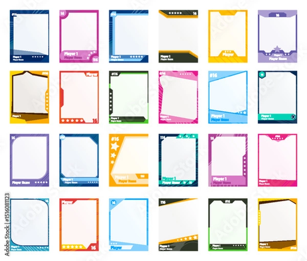 Fototapeta Game sports card template. A set of trading frames for football, basketball and hockey players. Vector illustration