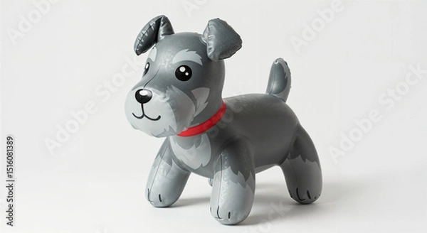 Fototapeta 3d inflatable schnauzer dog toy on white background, generative ai.