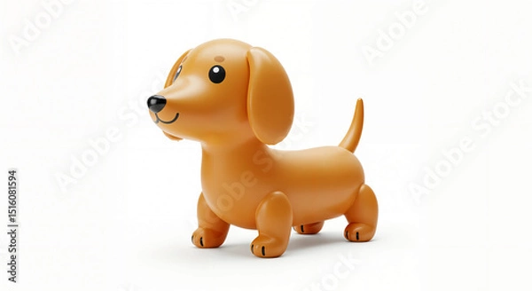 Fototapeta 3d inflatable daschund dog toy on white background, generative ai