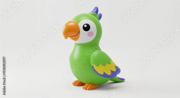 Fototapeta inflatable toy colorful parrot on white background, generative ai