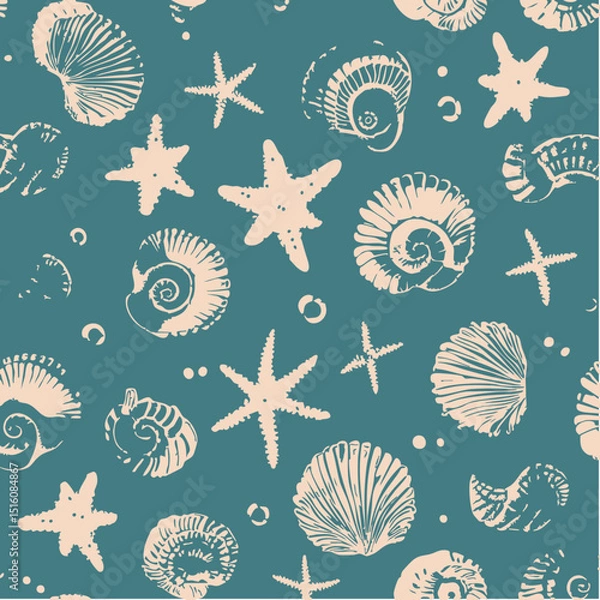 Obraz sea shells seamless pattern