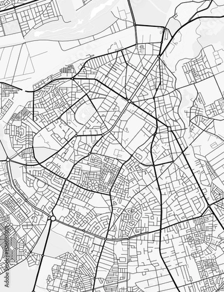 Fototapeta Fez City Map. Minimalist black and white line art poster for printing, wallpaper, wall art for home and office decor