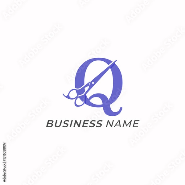 Obraz design logo creative letter Q and scissors icon