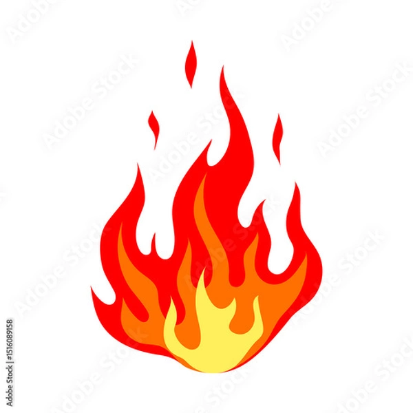 Obraz Illustration of stylized fire or flame. Burning red fire or bonfire.