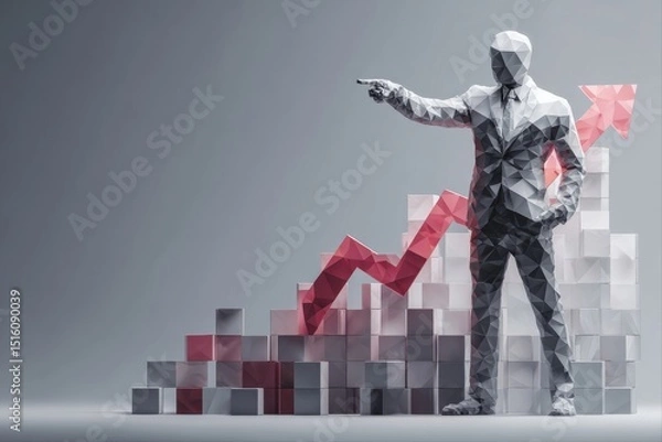 Fototapeta Business growth concept with geometric figure. A stylized figure representing success and progress in finance.