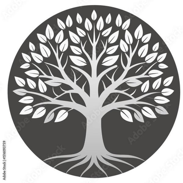 Fototapeta Tree with roots icon logo vector