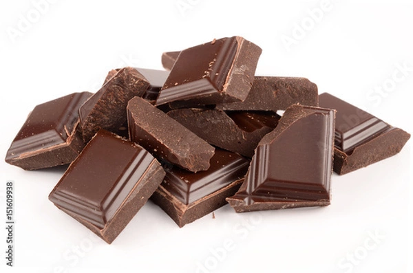 Obraz Dark chocolate on a white background