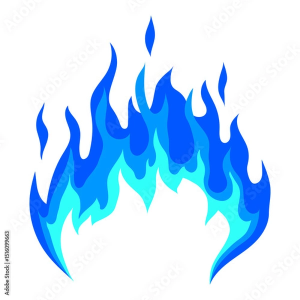 Obraz Illustration of stylized fire or flame. Burning blue magic fire or bonfire.