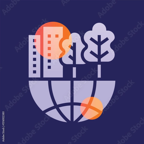 Obraz Green infrastructure  glassmorphism illustration.