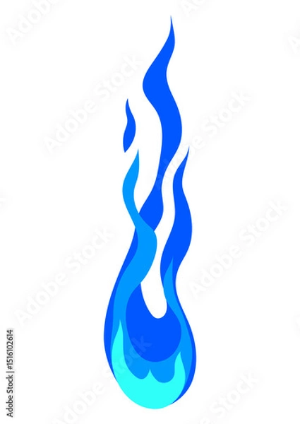 Obraz Illustration of stylized fire or flame. Burning blue magic fire or bonfire.
