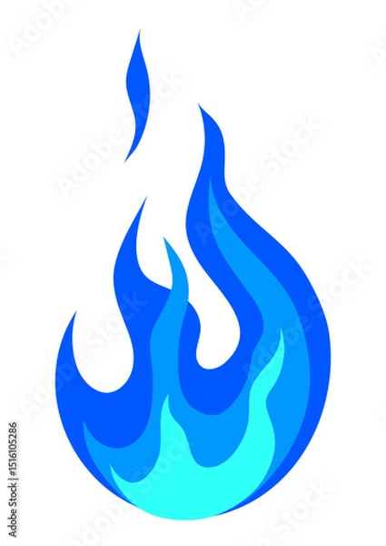 Obraz Illustration of stylized fire or flame. Burning blue magic fire or bonfire.