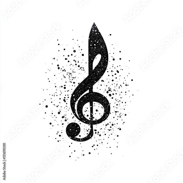 Obraz Music treble clef, glitter effect, splattered dots