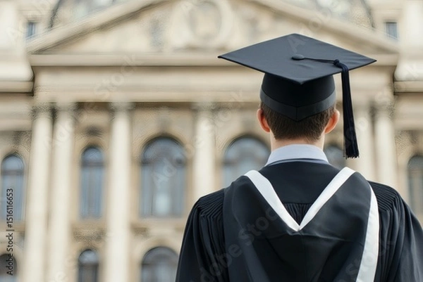 Fototapeta Graduation day. Graduate with Graduation cap in university