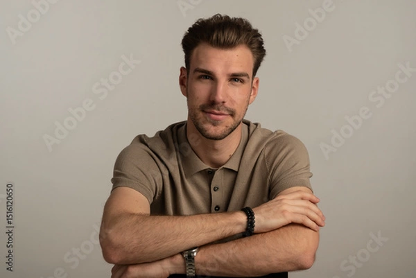 Obraz Portrait of young man on gray background