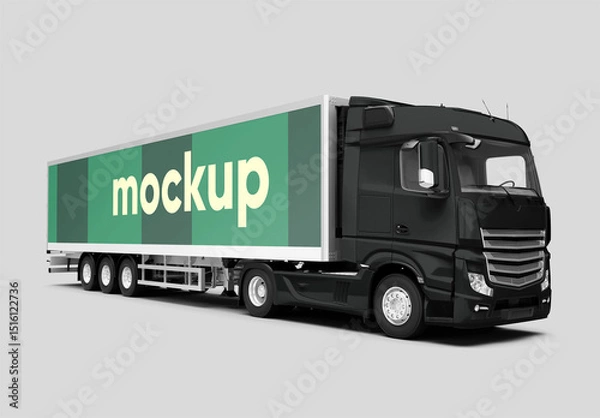 Fototapeta Mockup Of Customizable Truck And Background, European