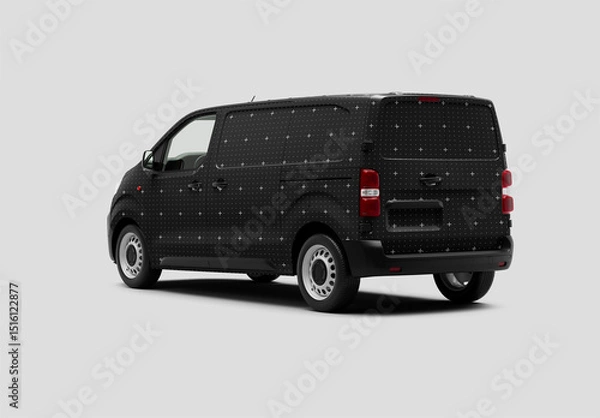Fototapeta Mockup Of Customized Courier Van And Background